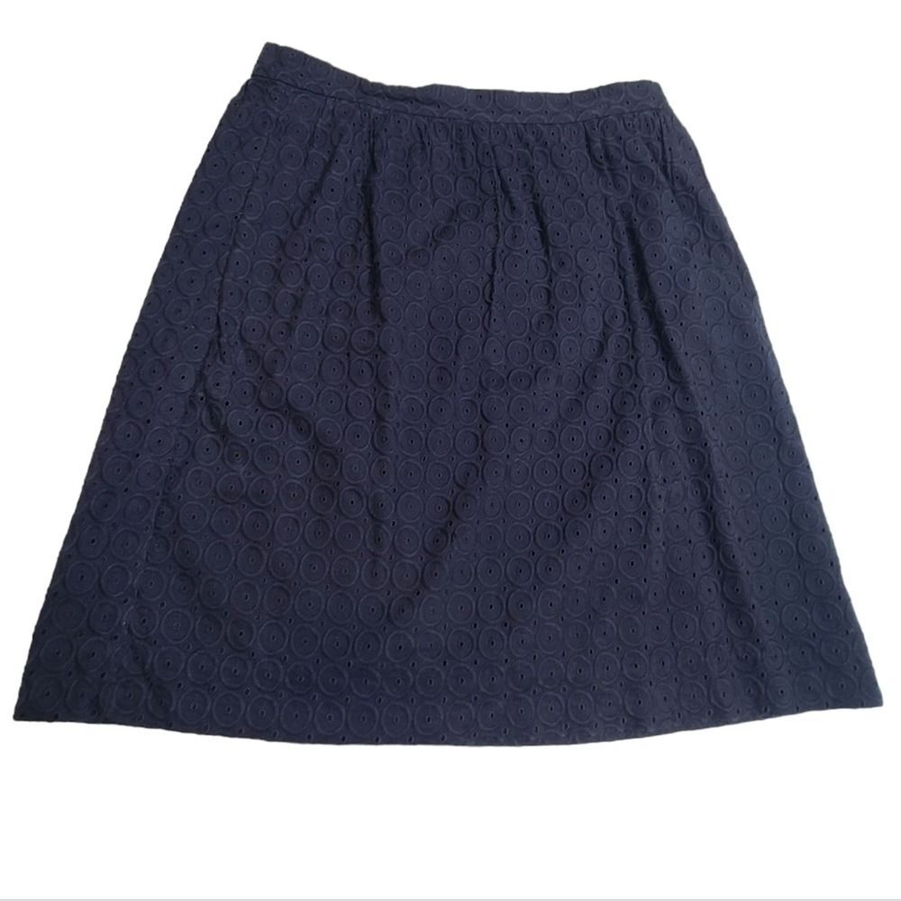J. Crew Factory Navy Blue eyelet pencil skirt size 8